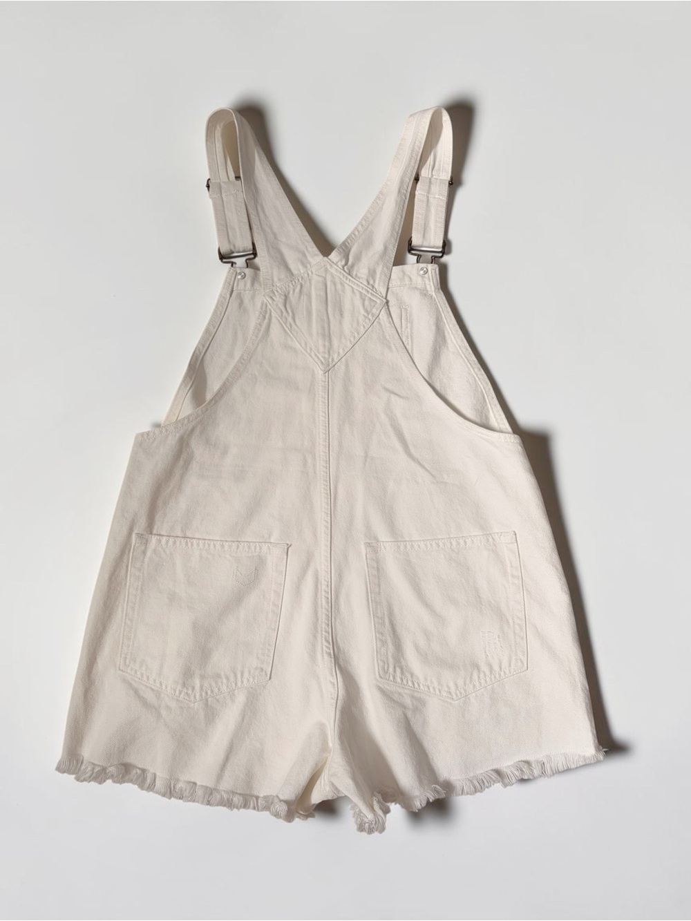Show Me Your MuMu Cream Denim Short Overalls Coastal Cowgirl Festival Shorts Med - Picture 3 of 9